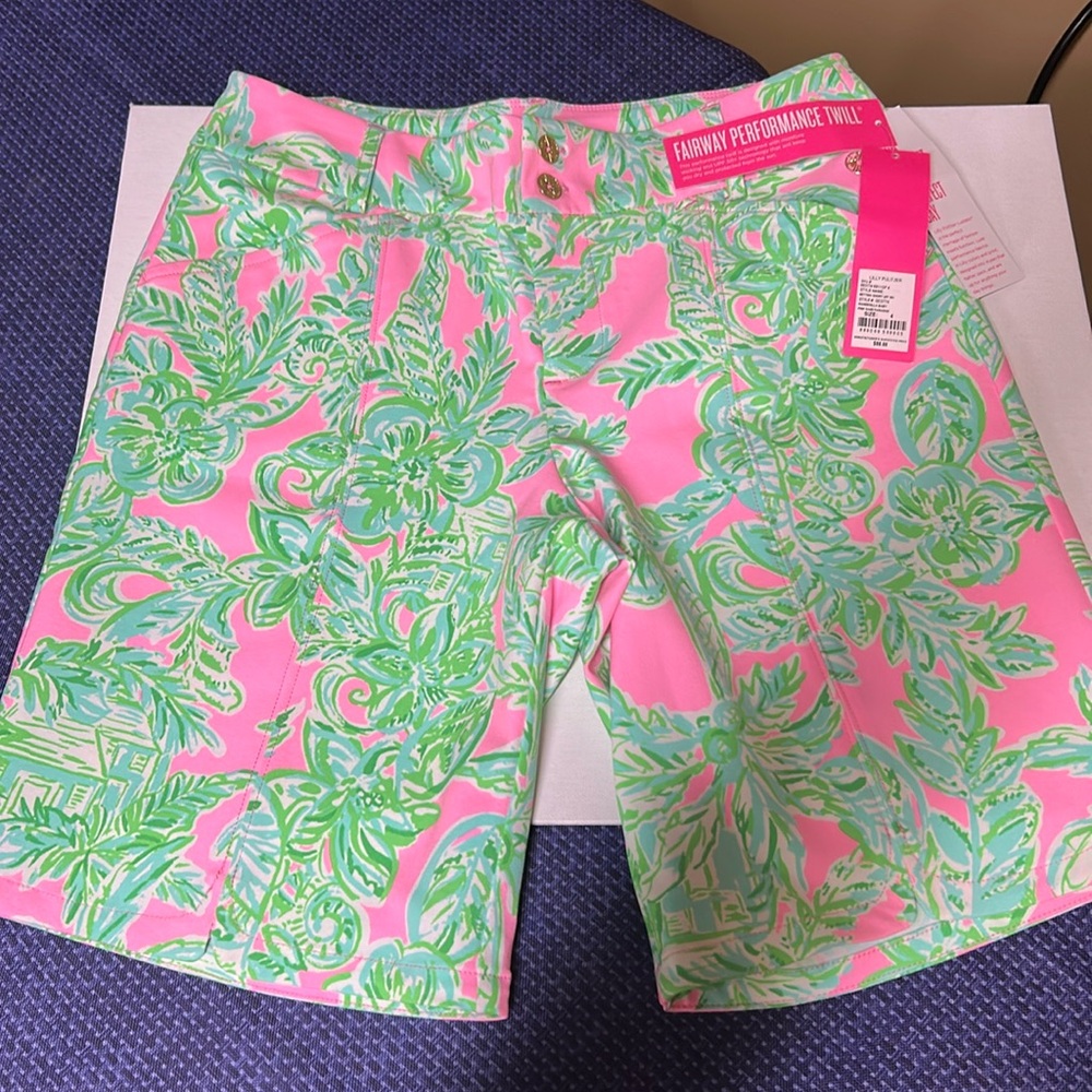 Lilly Pulitzer Bettina UPF 50+ Pink Floral Bermuda Shorts Size 4